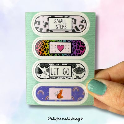 Mental Health Pflaster - 4 Sticker Bogen, Small Steps, Regenbogen, Fuchs