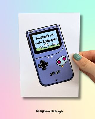 Smalltalk ist mein Endgegner - Postkarte Gameboy