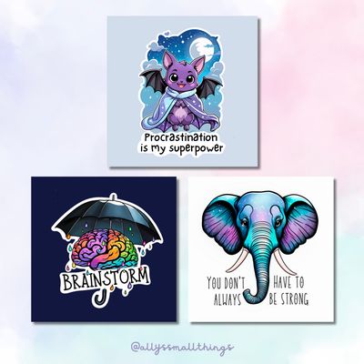 Mental Health • Brainstorm • Fledi • Elefant • Neurodivergent - Paper Sticker