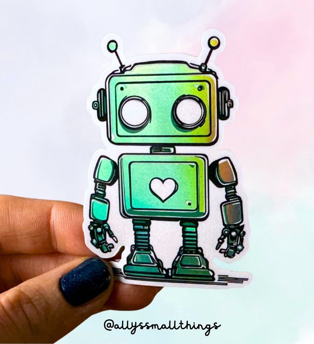 Robot Love - Holografischer Sticker, Aufkleber
