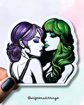 Girls love girls - Queer Pride Sticker, Gay, Bi, Women, Kiss, Ally Girls love girls - Queer Pride Sticker, Gay, Bi, Women, Kiss, Ally