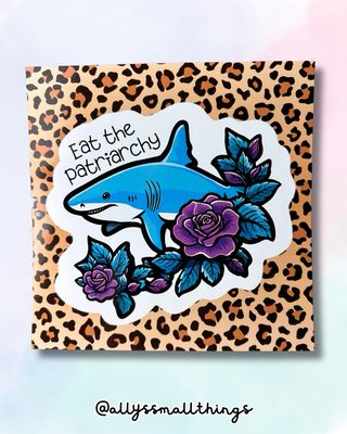 Eat the patriarchy shark - Leoprint auf Premiumkarton