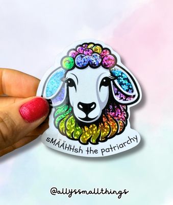 Smash the patriarchy pride Schaf - Regenbogen Glitzer Sticker