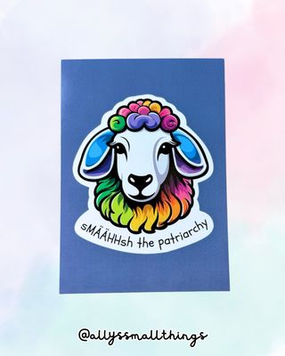Smash the patriarchy Postkarte 🐑 Regenbogen Schaf, Feminist, Pride, Queer