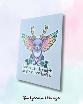 Strength in your softness Postkarte Wolpertinger ✨Mental Health Wolpi
