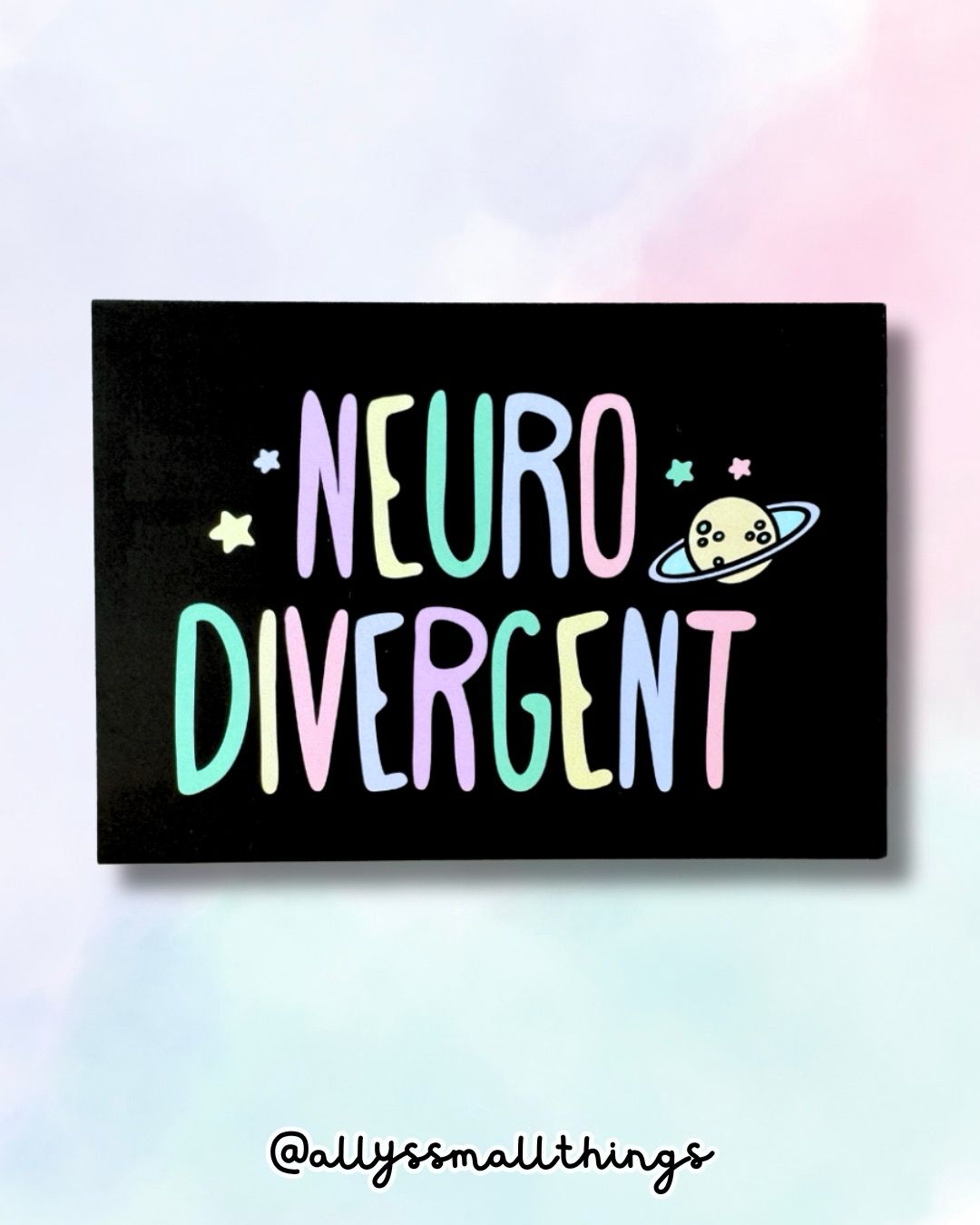 Neurodivergent Postkarte 🌈 Planet, Regenbogen, ADHS, AuDHS, Autismus