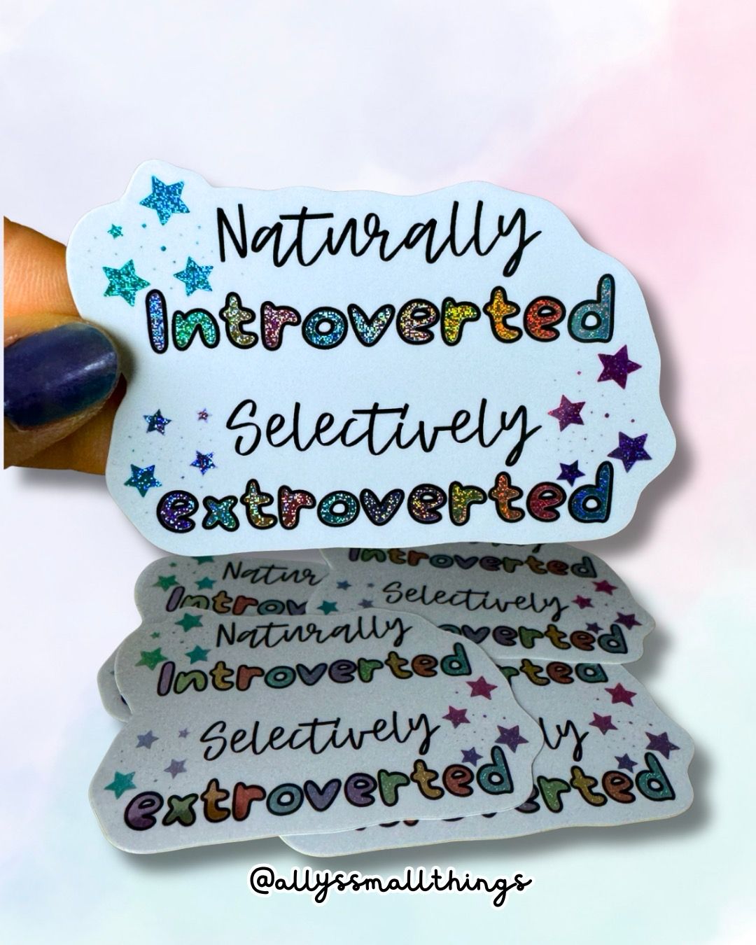 Introvert / Extrovert - Rainbow Glitter Sticker, Neurodivergent, Autismus, ADHS