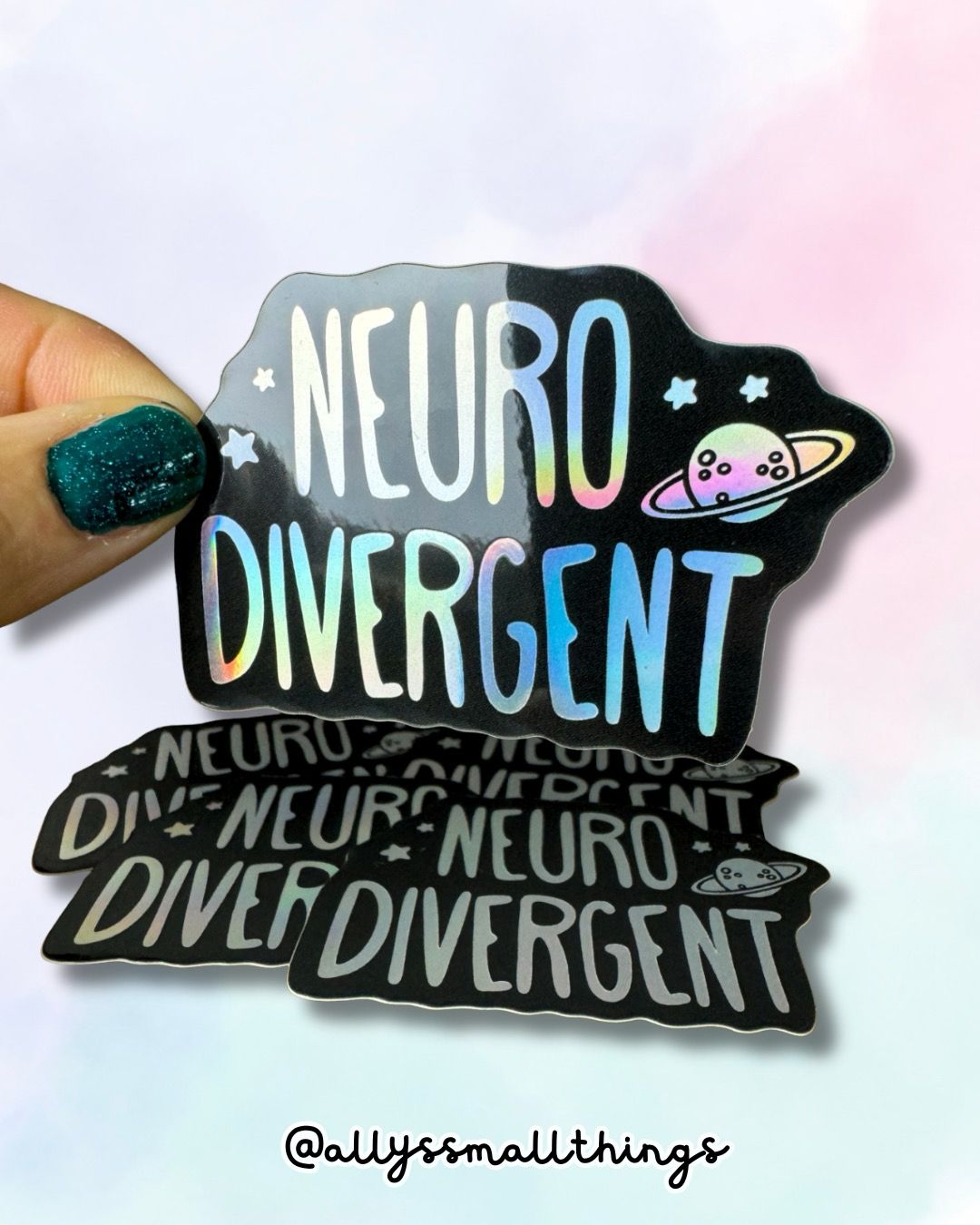 Neurodivergent 🪐 - Holografischer Sticker
