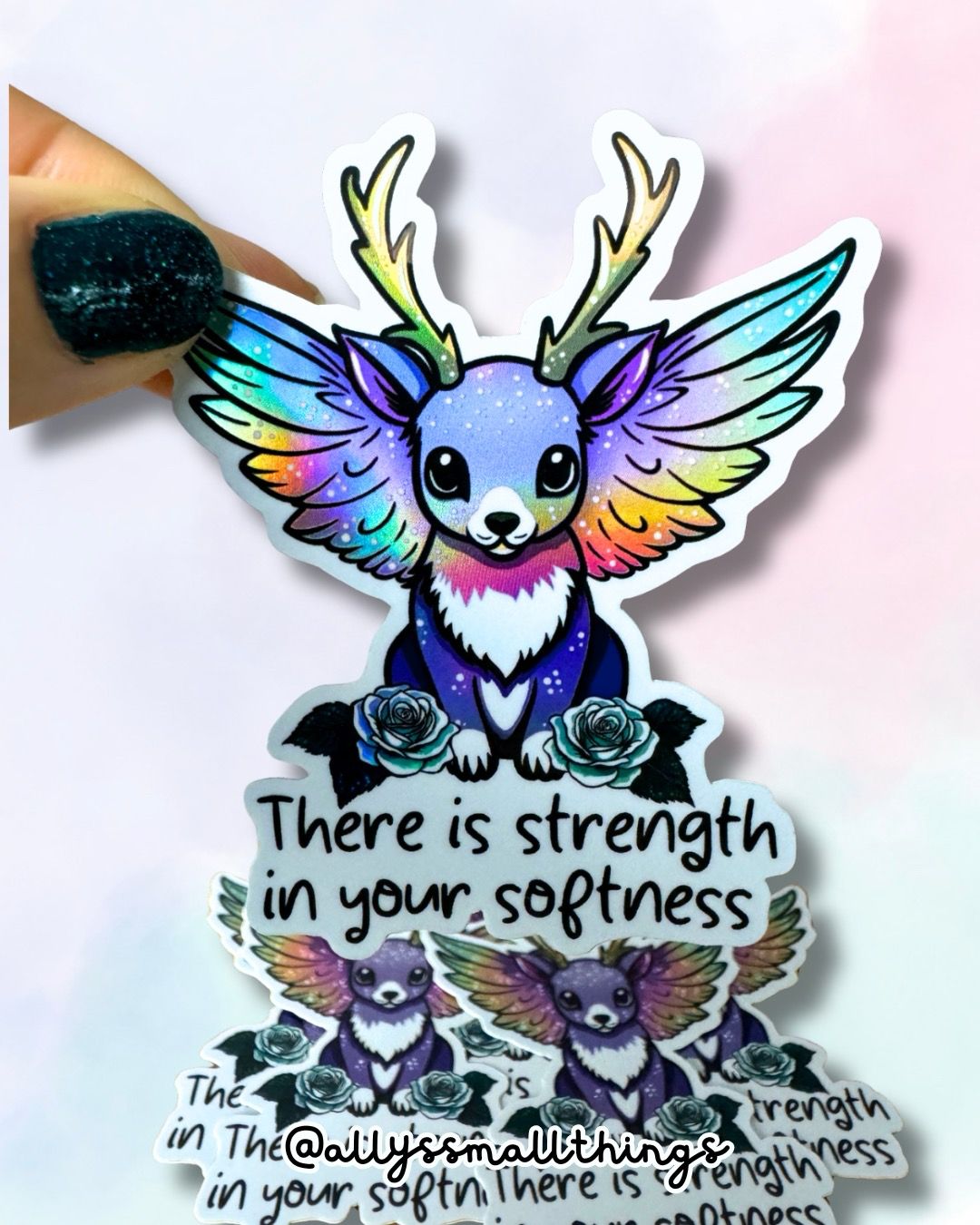 Strength in your softness Wolpertinger - Holografischer Sticker