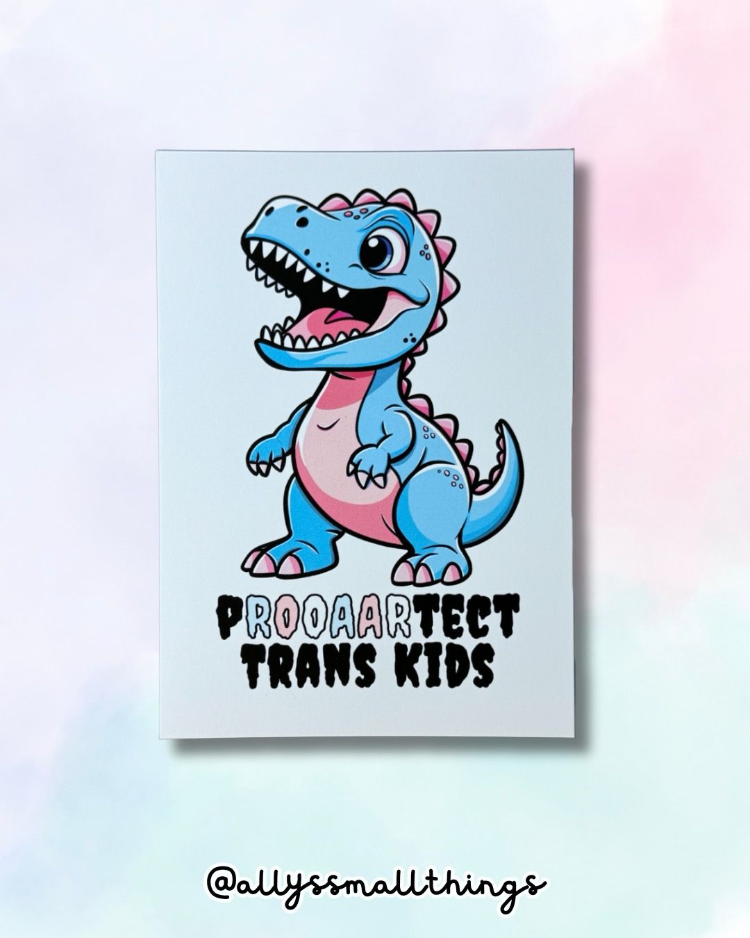 Protect Trans Kids Postkarte 🏳️‍⚧️ Dino, Dinosaurier, T-Rex, Pride, Queer, Nonbinary, Ally