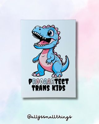 Protect Trans Kids Postkarte 🏳️‍⚧️ Dino, Dinosaurier, T-Rex, Pride, Queer, Nonbinary, Ally