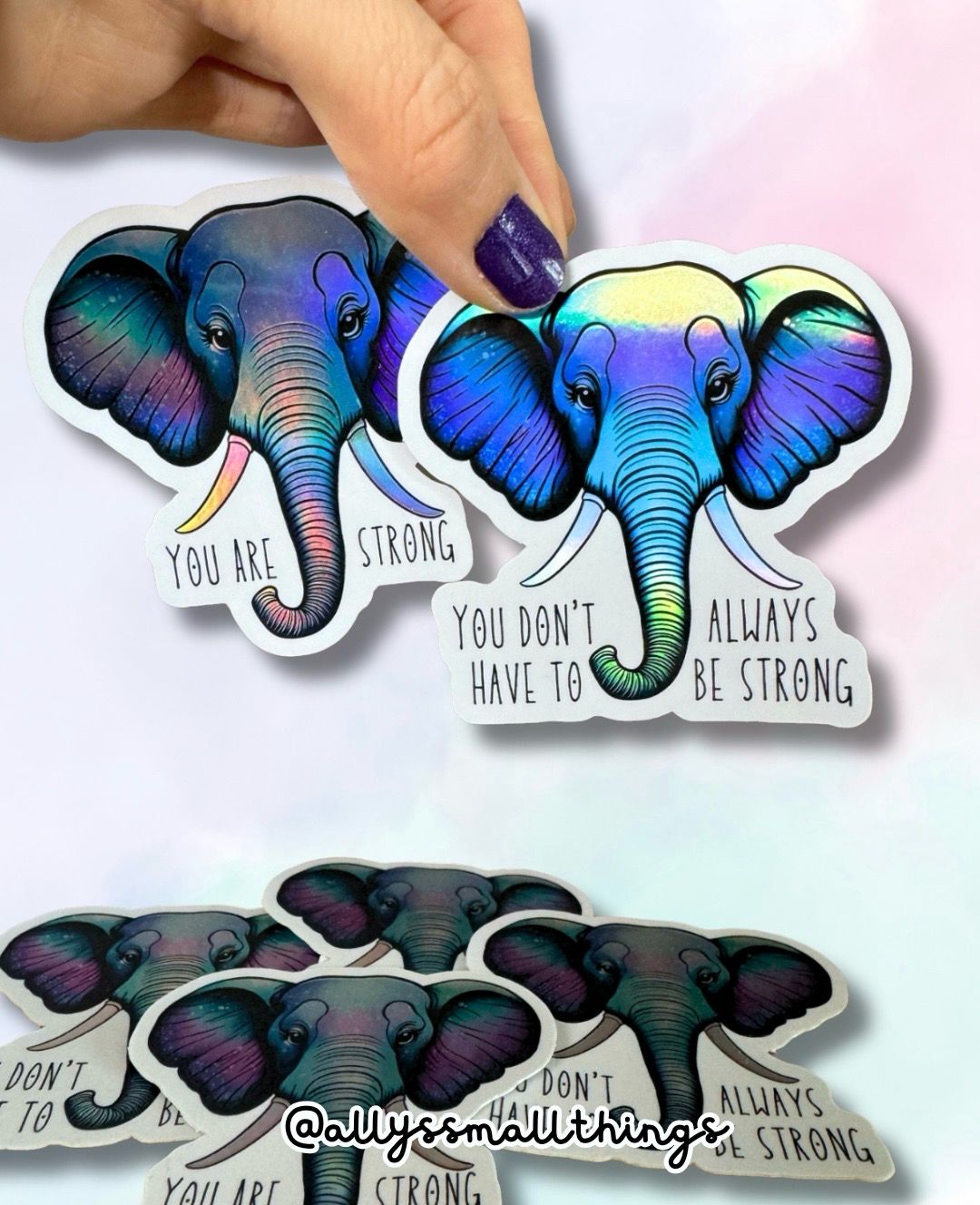 Mental Health Elefant - Holografischer Sticker 🐘