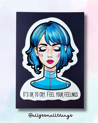 Feel your feelings Postkarte 🩵 Cry, Mental Health, Woman, Feminist