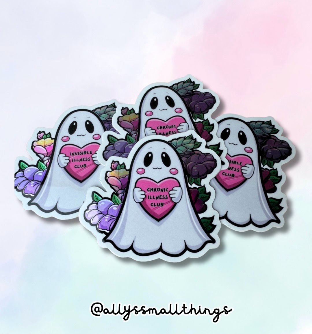 Invisible oder Chronic Illness Club 👻 - Holografischer Sticker Gespenst Geist