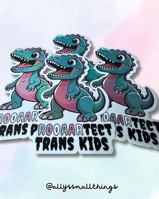 Protect Trans Kids T-Rex 🏳️⚧️ Holografischer Sticker Dino Protect Trans Kids T-Rex 🏳️⚧️ Holografischer Sticker Dino