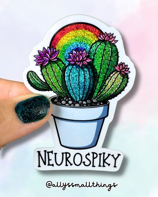 Neurospiky / Neurodivergent Kaktus - Glitzer Sticker 🌵