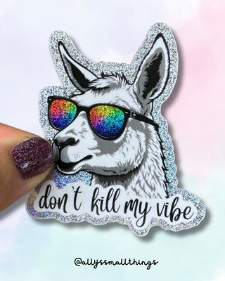 Don‘t kill my vibe Lama 🦙 Rainbow Glitzer Sticker​, Pride, Ally