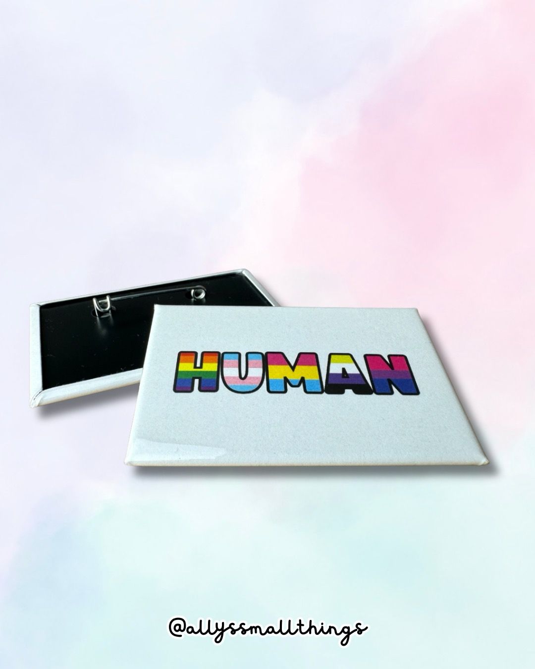 Human Pride Anstecker 🌈 Nametag, Queer, Regenbogen, Bi, Trans, Psn, Nonbinary