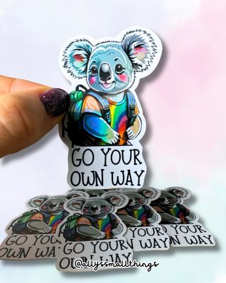 Go your own way Koala 🐨 Sticker​, Aufkleber, Regenbogen, Mental Health, Mut