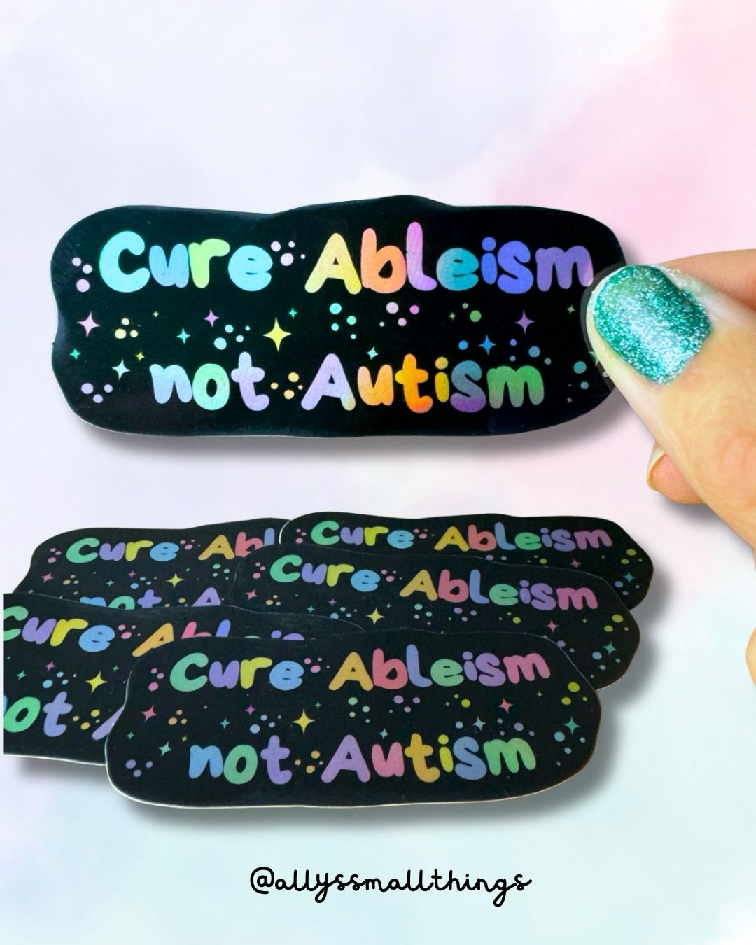 Cure ableism not autism - Holografischer Sticker Autismus