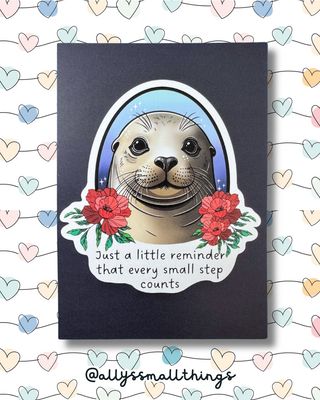 Step by Step Robbe 🦭 Postkarte, beide Seiten bedruckt, Mental Health