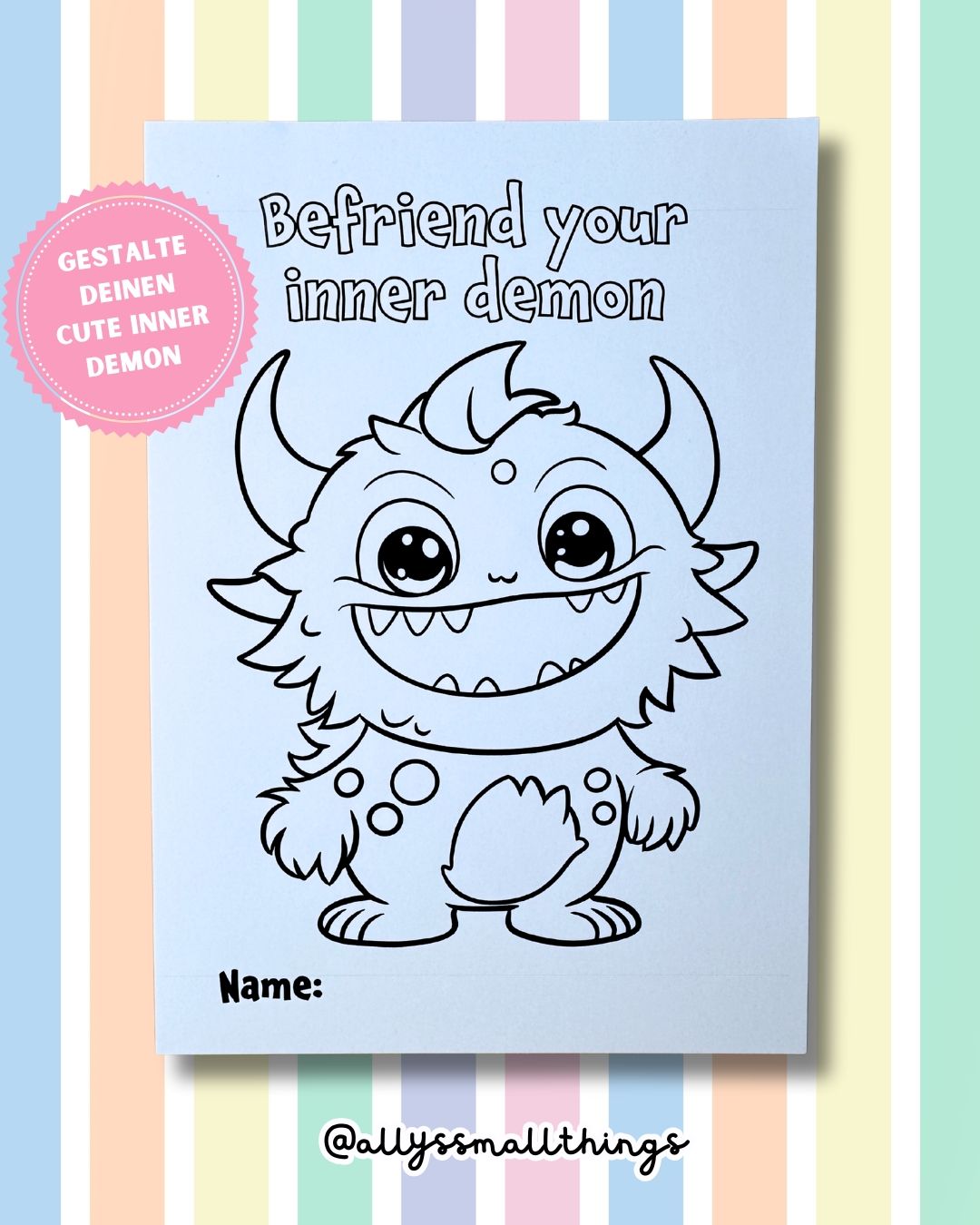 Befriend your demon 👻 Postkarte zum selbst designen! Monster, Mental Health, Neurodivergent