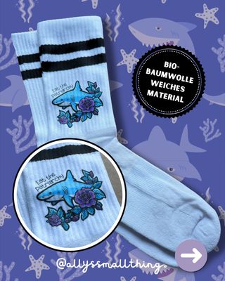 Bio-Baumwoll Socken Hai 🦈 Eat the patriarchy, Feminist