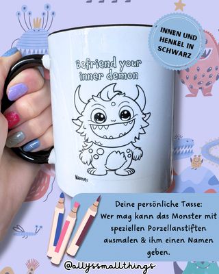 Befriend your inner Demon 👻 Tasse zum Ausmalen, Monster, Mental Health Befriend your inner Demon 👻 Tasse zum Ausmalen, Monster, Mental Health