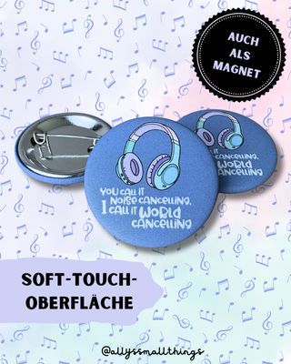 Noise / World Cancelling Kopfhörer 🎧 Button 37 mm, Soft Touch, ADHS, Autismus, Neurodivergent