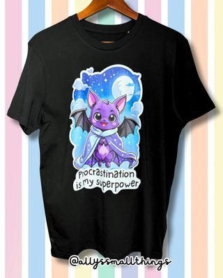 Procrastination Fledi 🦇 Shirt Fairtrade. T-Shirt, Fledermaus