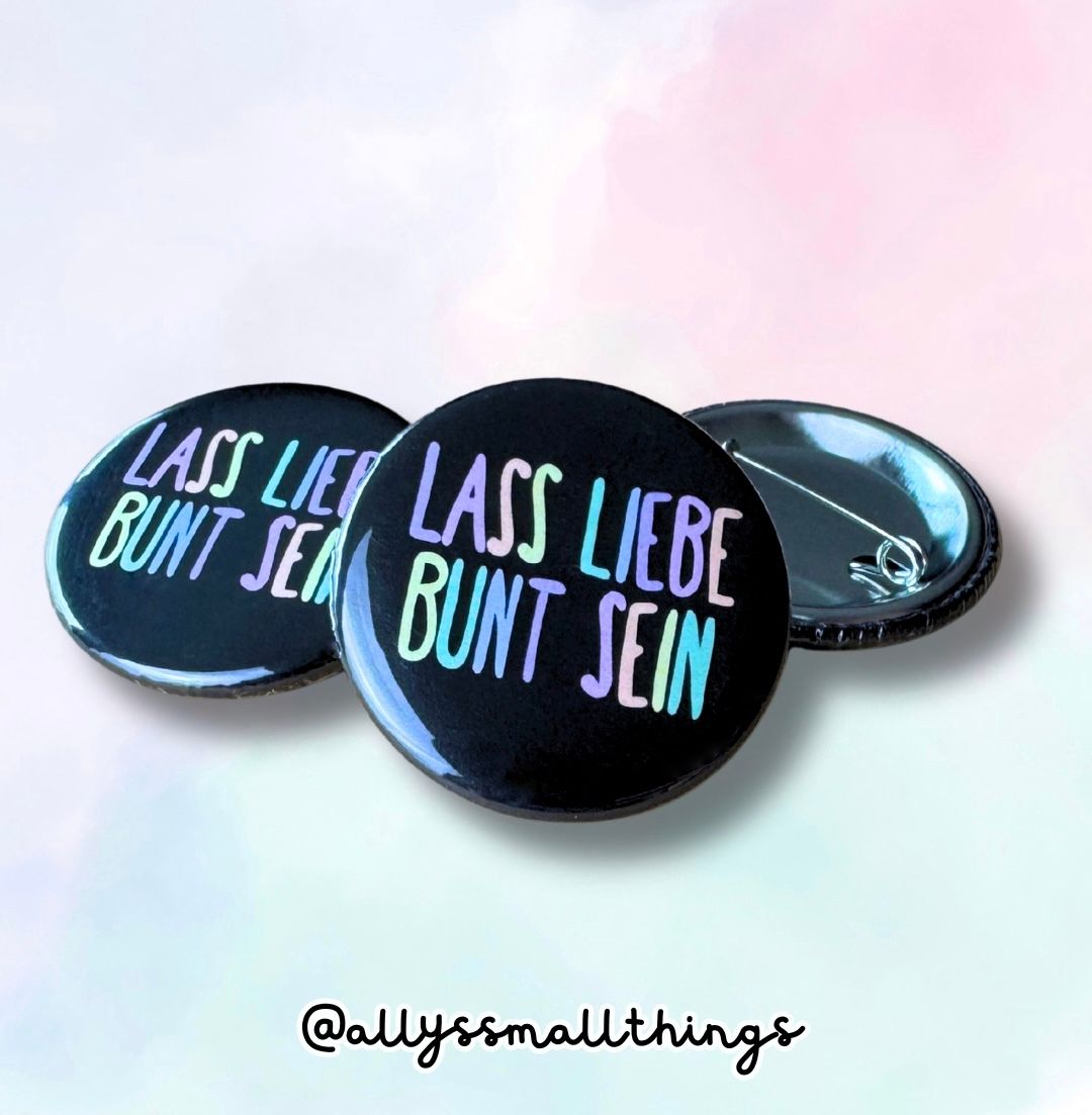 Lass Liebe Bunt Sein Button 🌈 37mm, Regenbogen, Queer, Pride, CSD