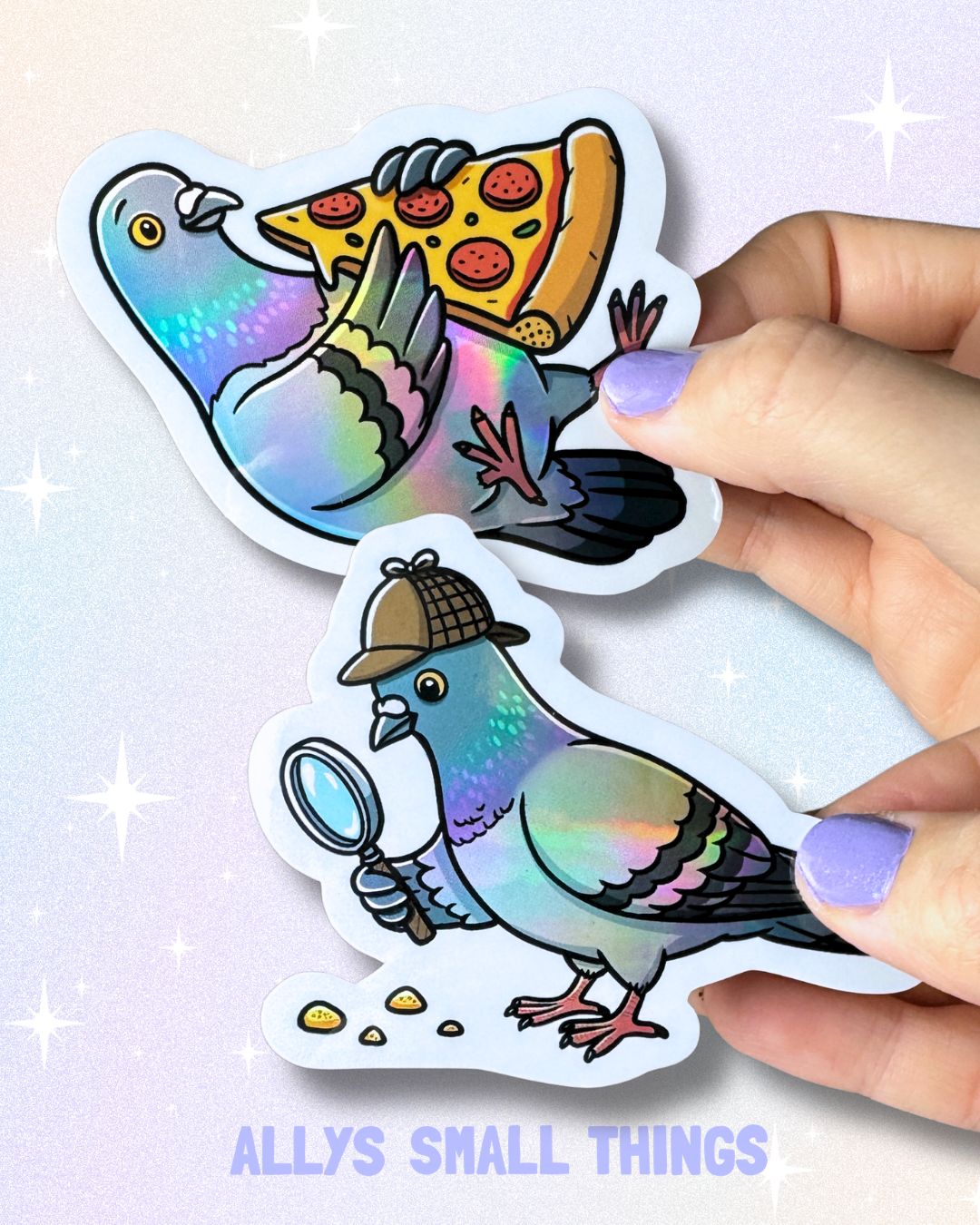 Taube Pizza oder Detektiv 🐦 Aufkleber holographisch, Tauben, Vogel, Lustig, Tiere
