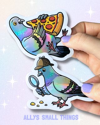 Taube Pizza oder Detektiv 🐦 Aufkleber holographisch, Tauben, Vogel, Lustig, Tiere