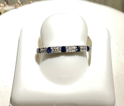 Churumbela Zafiro con diamantes 0.14Q 14K oro blanco