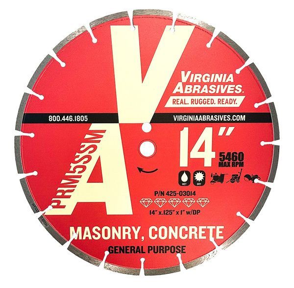 Virginia Abrasives General Purpose Concrete Diamond Blade Premium for High Speed Saws