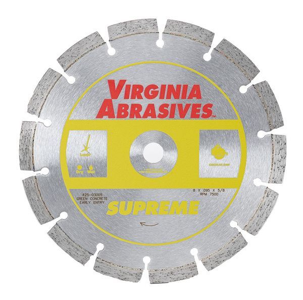 Virginia Abrasives Early Entry Green Concrete Diamond Blades Supreme - 5/8" Arbor