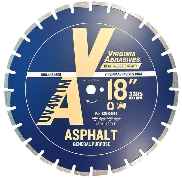 Virginia Abrasives Asphalt Ultra Value High Speed & <20 HP Walk-Behind Diamond Blades