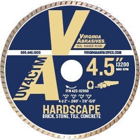 Virginia Abrasives Hardscape Ultra Value Continuous Turbo Rim Small Diameter Diamond Blades for Dry Cutting