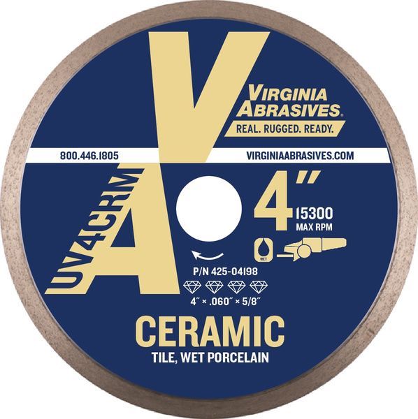 Virginia Abrasives Tile Diamond Blades for Wet Cutting Ultra Value Continuous Rim