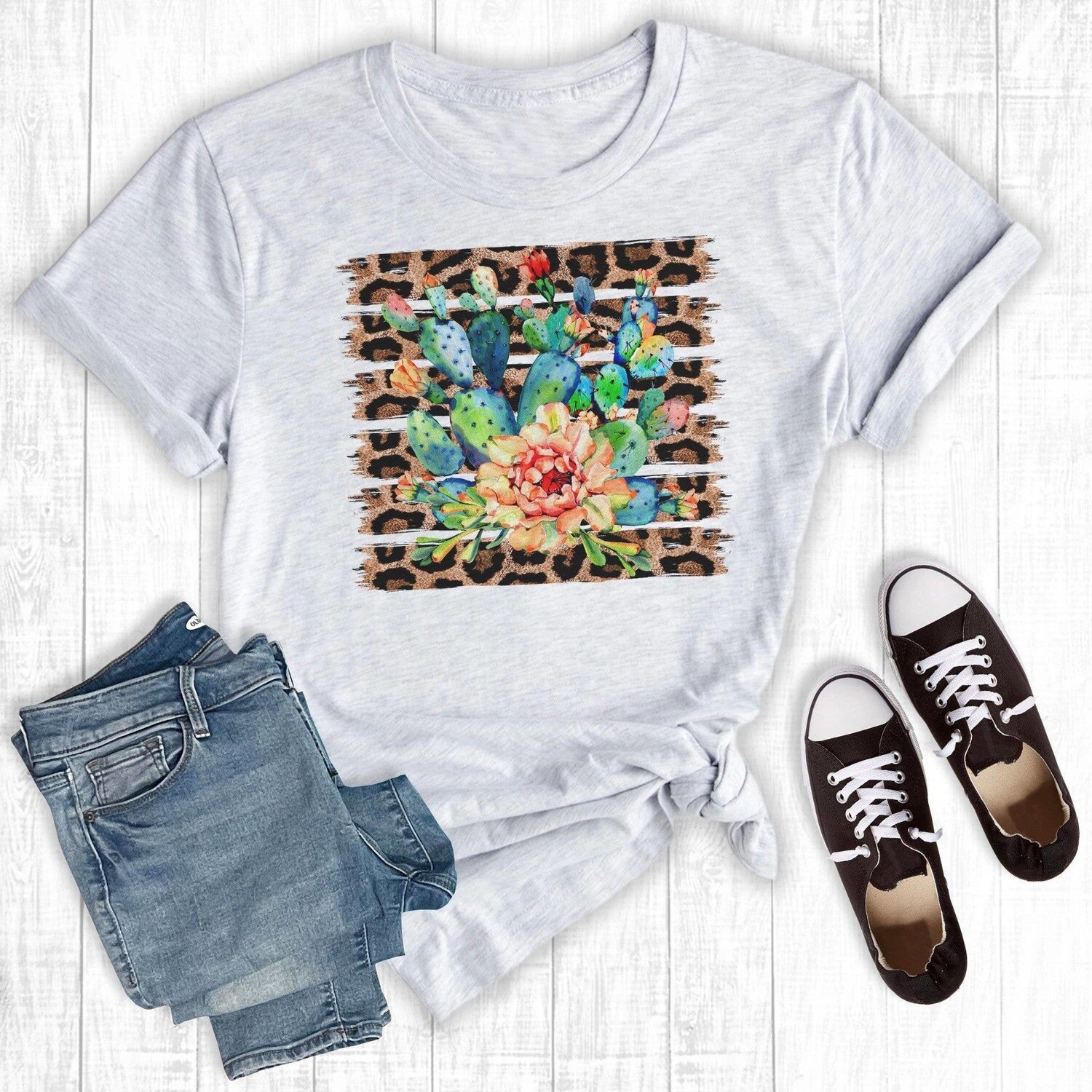 Leopard Cactus Adult T-shirt
