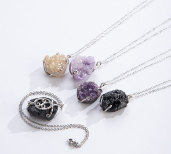 Amethyst and Druze Pendants