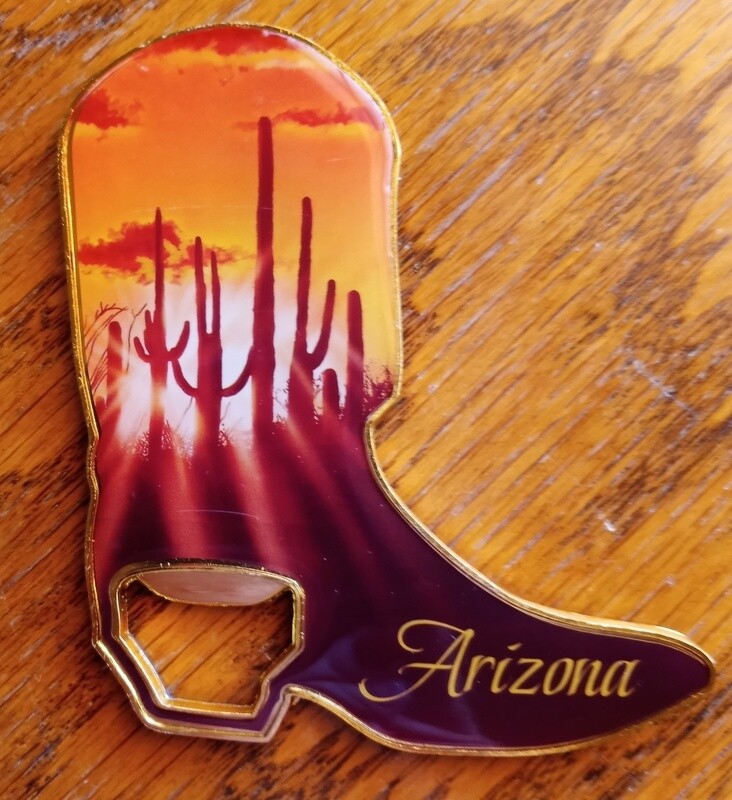 AZ Sunset Boot Bottle Opener Magnet