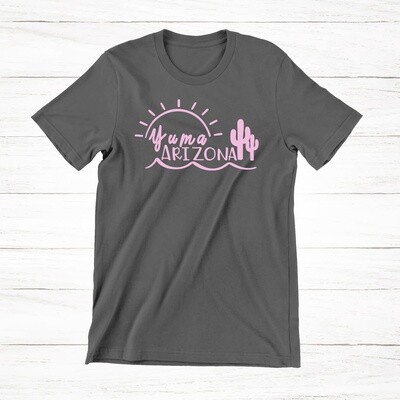 Yuma Arizona Youth T-shirt Pink Lettering