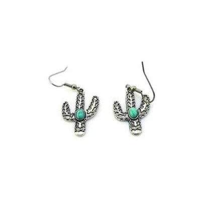 Blue Saguaro Earrings-Cactus E18