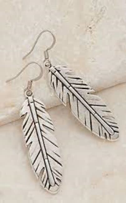Stormy Silver Feather Earrings
