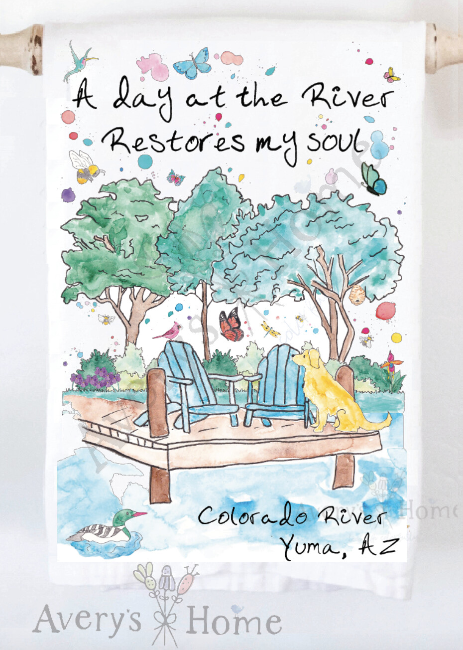 A Day at the Colorado River Tea Towel