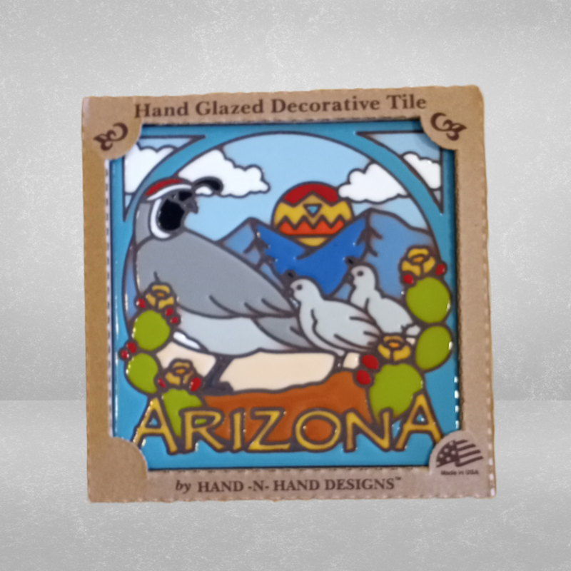 Arizona Quail Desert Scene 6&quot; x 6&quot; Tile