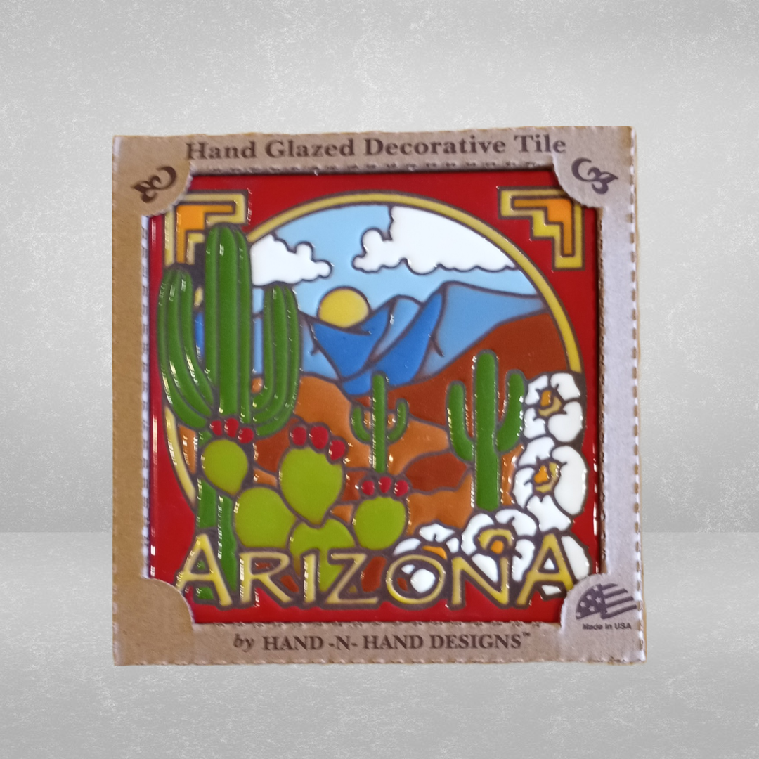 Arizona Saguaro Desert Scene 6&quot; x 6&quot; Tile