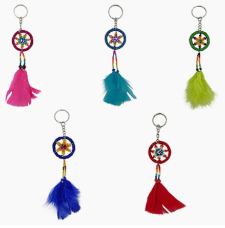 Dreamcatcher Bead &amp; Feather Key Chain