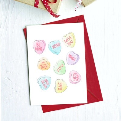 Candy Hearts Greeting Card